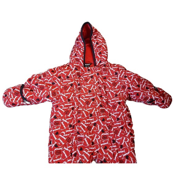 Trukfit Red Logo Snowsuit Size  3-6 Months Looks New Hearts Black - Picture 2 of 5